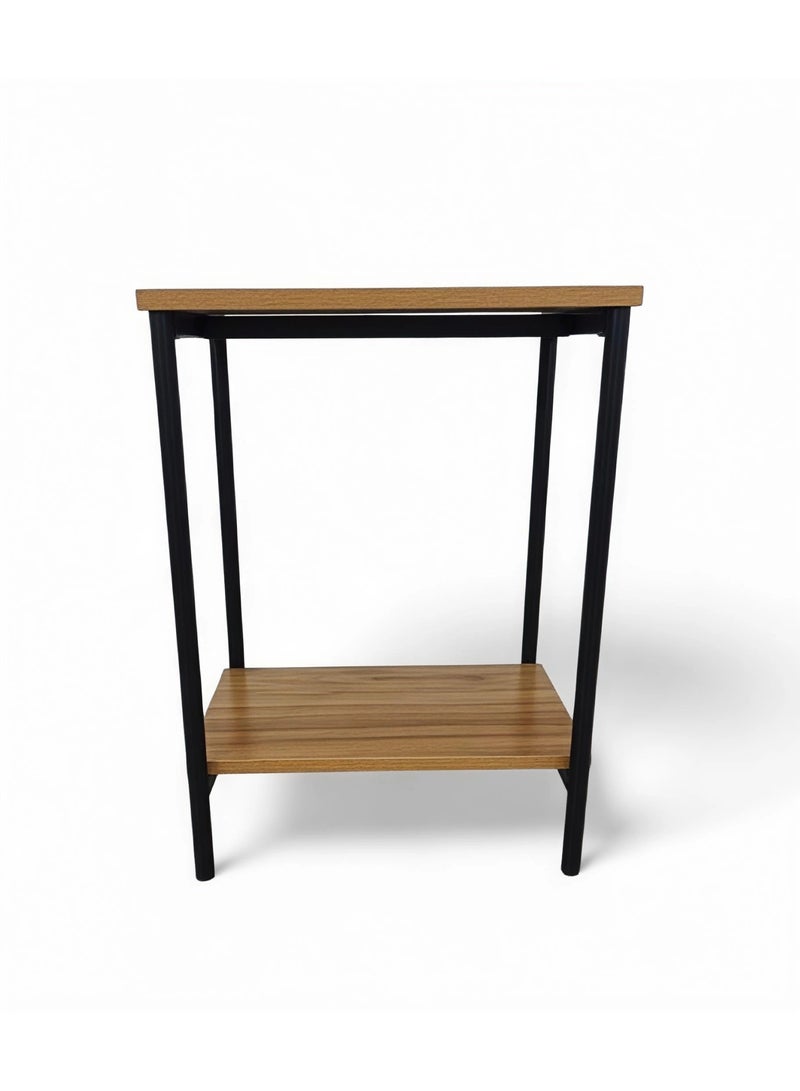 Concent Modern Linea Side Table – Warm Wood & Black Metal Blend in Two Floors - Image 2